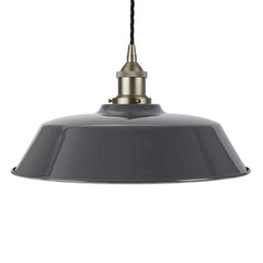 Slate Grey Chancery Painted Pendant Light - Brushed Chrome Lamp Holder & Ceiling Rose - SE Home