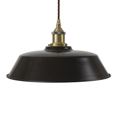 Matt Black Chancery Painted Pendant Light - Antique Brass Lamp Holder & Ceiling Rose - SE Home