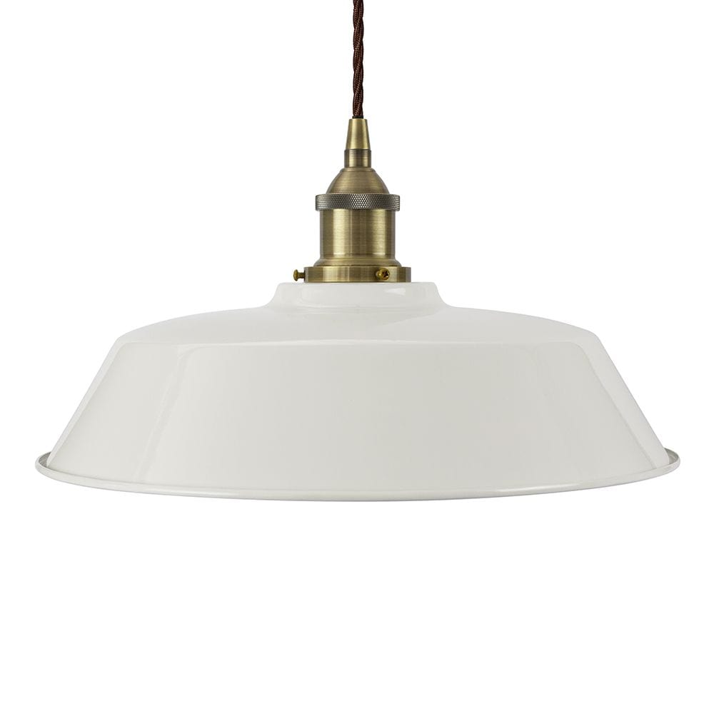 Pale Grey Chancery Painted Pendant Light - Antique Brass Lamp Holder & Ceiling Rose - SE Home