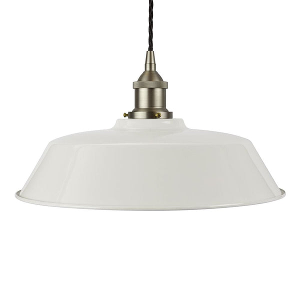 Pale Grey Chancery Painted Pendant Light - Brushed Chrome Lamp Holder & Ceiling Rose - SE Home