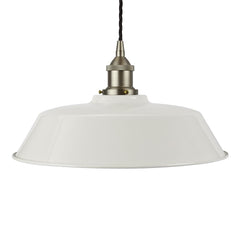 Pale Grey Chancery Painted Pendant Light - Brushed Chrome Lamp Holder & Ceiling Rose - SE Home