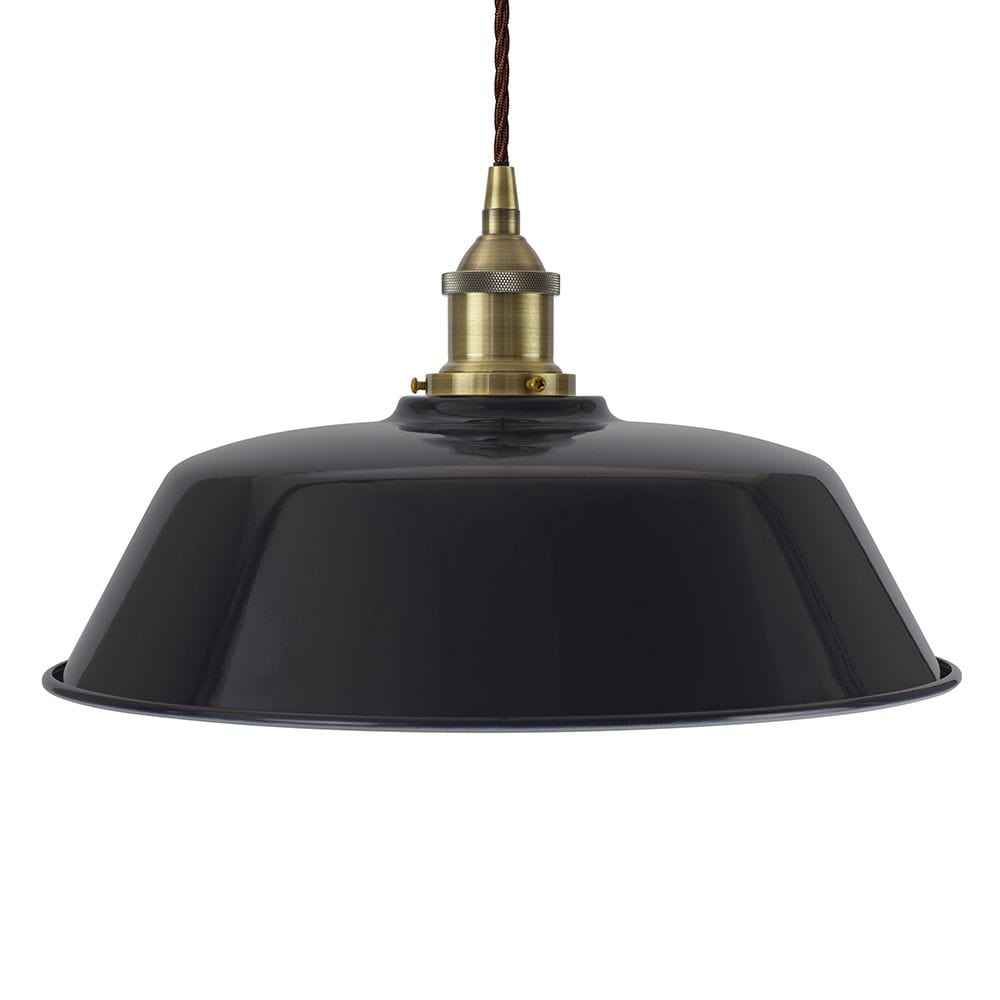 Navy Blue Chancery Painted Pendant Light - Antique Brass Lamp Holder & Ceiling Rose - SE Home
