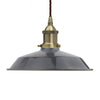 Slate Grey Small Trinity Metal Painted Pendant Light - Antique Brass Lamp Holder & Ceiling Rose - SE Home