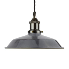 Slate Grey Small Trinity Metal Painted Pendant Light - Black Nickel Lamp Holder & Ceiling Rose - SE Home
