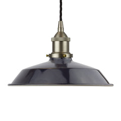 Navy Blue Small Trinity Metal Painted Pendant Light - Brushed Chrome Lamp Holder & Ceiling Rose - SE Home