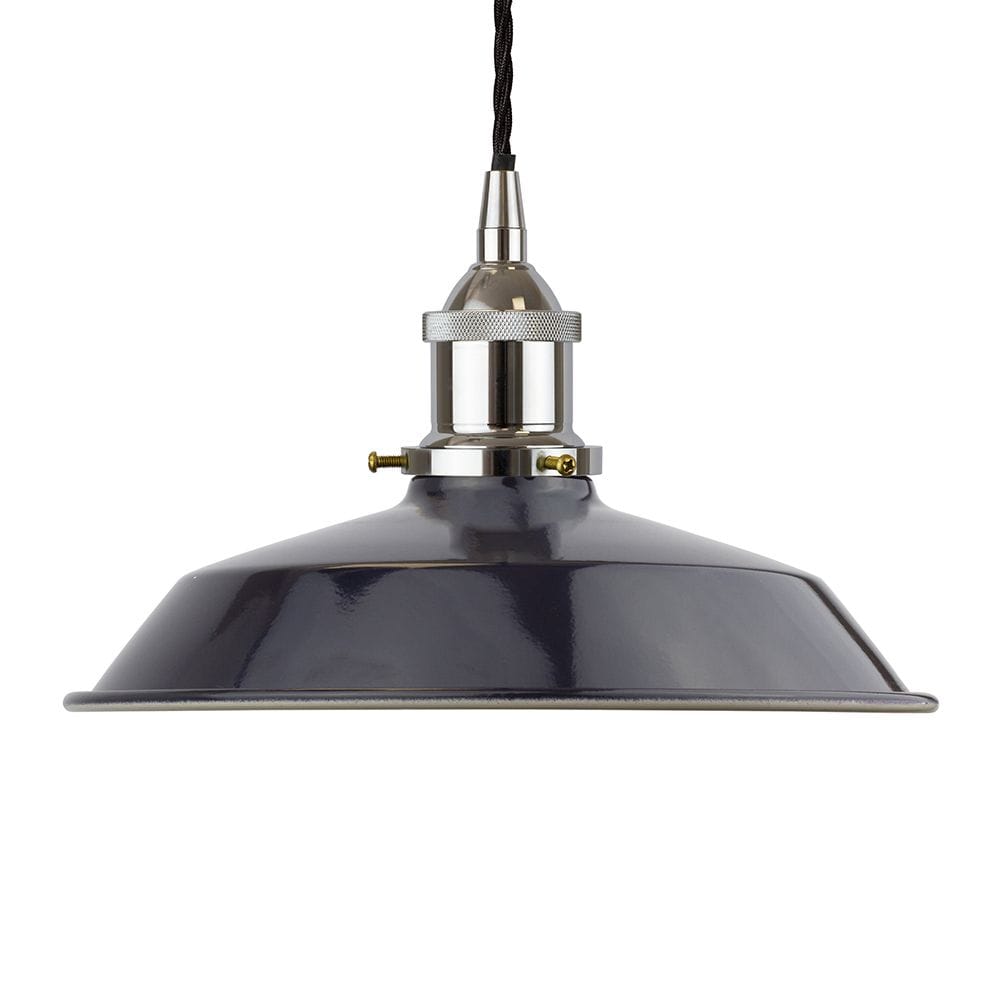 Navy Blue Small Trinity Metal Painted Pendant Light - Nickel Lamp Holder & Ceiling Rose - SE Home
