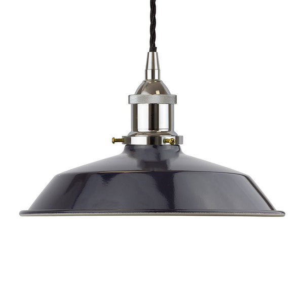 Navy Blue Small Trinity Metal Painted Pendant Light - Nickel Lamp Holder & Ceiling Rose - SE Home
