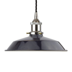 Navy Blue Small Trinity Metal Painted Pendant Light - Nickel Lamp Holder & Ceiling Rose - SE Home