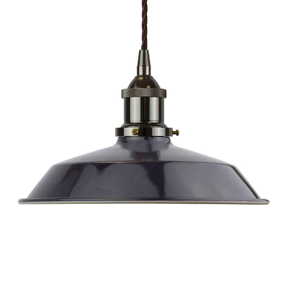 Navy Blue Small Trinity Metal Painted Pendant Light - Black Nickel Lamp Holder & Ceiling Rose - SE Home