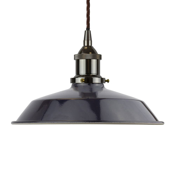 Navy Blue Small Trinity Metal Painted Pendant Light - Black Nickel Lamp Holder & Ceiling Rose - SE Home