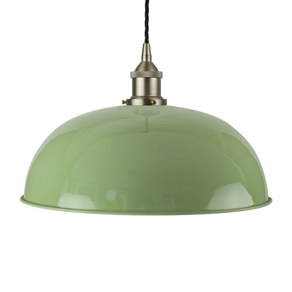 Mint Green Worcester Painted Pendant Light - Brushed Chrome Lamp Holder & Ceiling Rose - SE Home