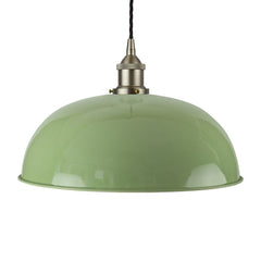 Mint Green Worcester Painted Pendant Light - Brushed Chrome Lamp Holder & Ceiling Rose - SE Home