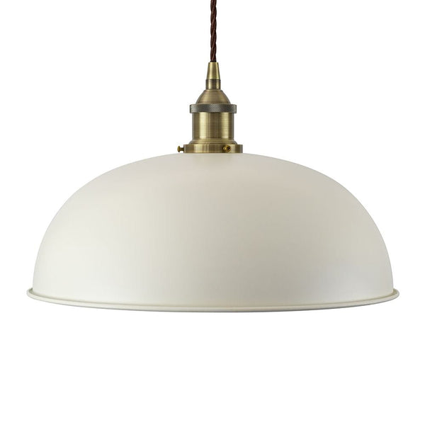 Clay White Worcester Painted Pendant Light - Antique Brass Lamp Holder & Ceiling Rose - SE Home