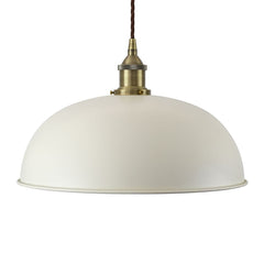 Clay White Worcester Painted Pendant Light - Antique Brass Lamp Holder & Ceiling Rose - SE Home