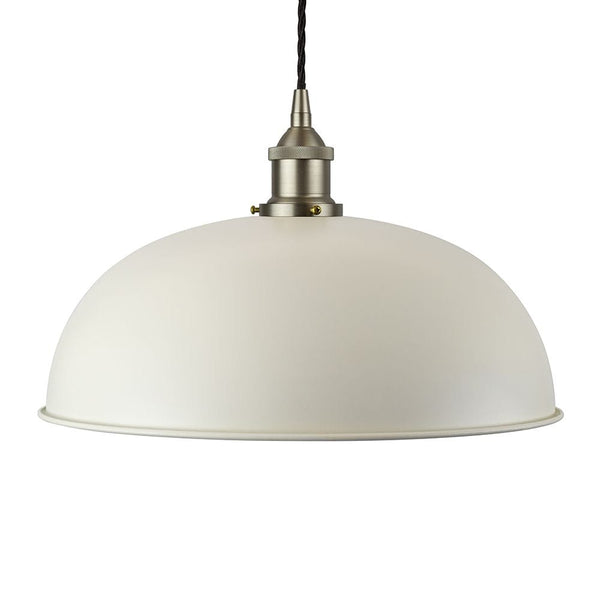 Clay White Worcester Painted Pendant Light - Brushed Chrome Lamp Holder & Ceiling Rose - SE Home