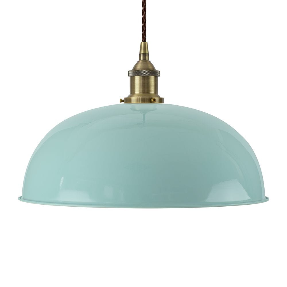 Duck Egg Blue Worcester Painted Pendant Light - Antique Brass Lamp Holder & Ceiling Rose - SE Home