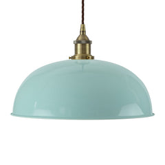 Duck Egg Blue Worcester Painted Pendant Light - Antique Brass Lamp Holder & Ceiling Rose - SE Home
