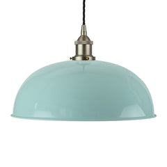Duck Egg Blue Worcester Painted Pendant Light - Brushed Chrome Lamp Holder & Ceiling Rose - SE Home