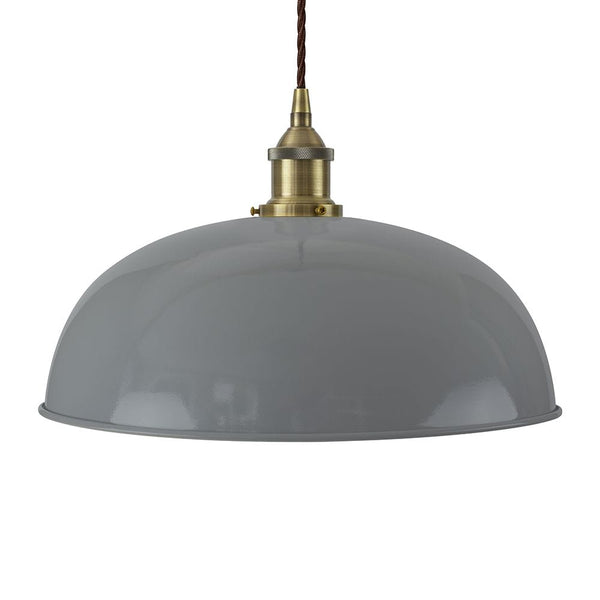 French Grey Worcester Painted Pendant Light - Antique Brass Lamp Holder & Ceiling Rose - SE Home