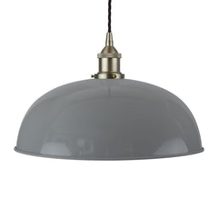 French Grey Worcester Painted Pendant Light - Brushed Chrome Lamp Holder & Ceiling Rose - SE Home