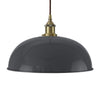 Slate Grey Worcester Painted Pendant Light - Antique Brass Lamp Holder & Ceiling Rose - SE Home