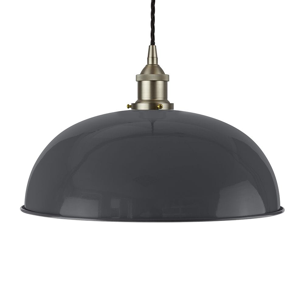 Slate Grey Worcester Painted Pendant Light - Brushed Chrome Lamp Holder & Ceiling Rose - SE Home