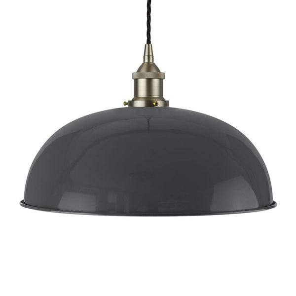 Slate Grey Worcester Painted Pendant Light - Brushed Chrome Lamp Holder & Ceiling Rose - SE Home