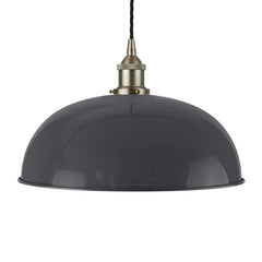 Slate Grey Worcester Painted Pendant Light - Brushed Chrome Lamp Holder & Ceiling Rose - SE Home