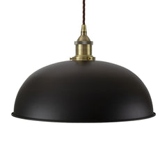 Matt Black Worcester Painted Pendant Light - Antique Brass Lamp Holder & Ceiling Rose - SE Home