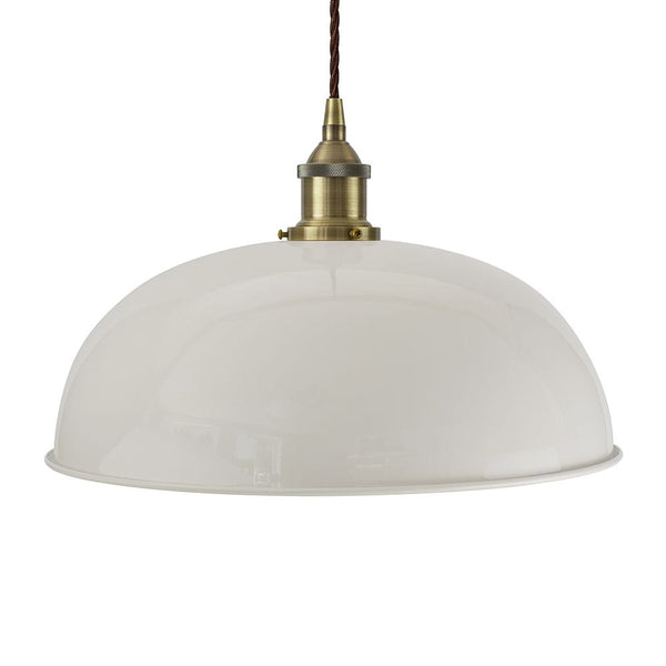 Pale Grey Worcester Painted Pendant Light - Antique Brass Lamp Holder & Ceiling Rose - SE Home