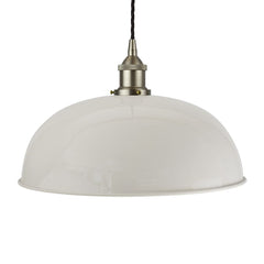 Pale Grey Worcester Painted Pendant Light - Brushed Chrome Lamp Holder & Ceiling Rose - SE Home