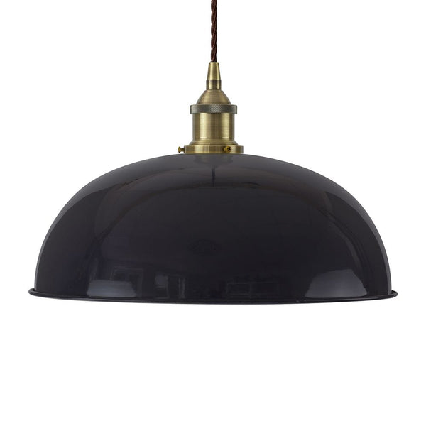 Navy Blue Worcester Painted Pendant Light - Antique Brass Lamp Holder & Ceiling Rose - SE Home