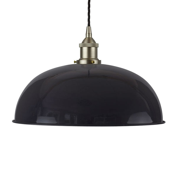 Navy Blue Worcester Painted Pendant Light - Brushed Chrome Lamp Holder & Ceiling Rose - SE Home