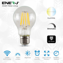 Smart Lighting Smart WiFi Dimmable CCT GLS 8.5W LED Filament Bulb 2 x Pack