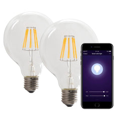 Smart Lighting Smart WiFi Dimmable CCT G95 8.5W LED Filament Bulb 2 x Pack