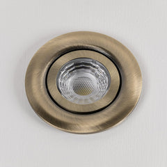 LED Downlights Antique Brass Tiltable Adjustable 4K Fire Rated LED 6W IP44 Dimmable Downlight