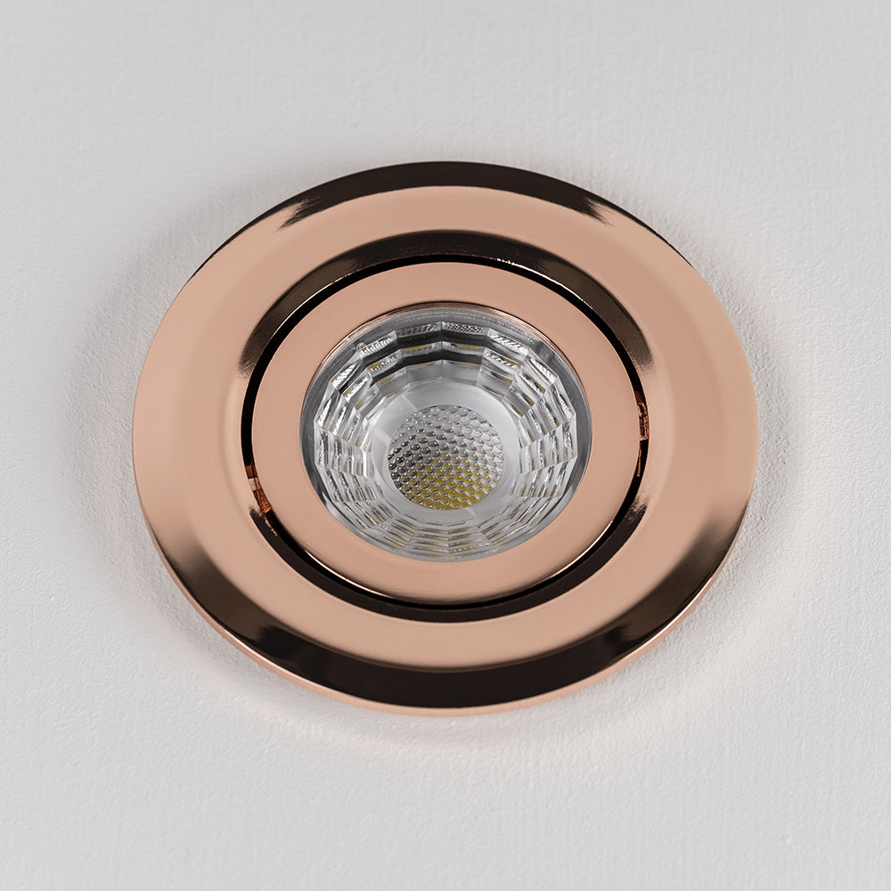 Rose Gold Tiltable 3K Warm White Fire Rated LED 6W IP44 High CRI Dimma ...