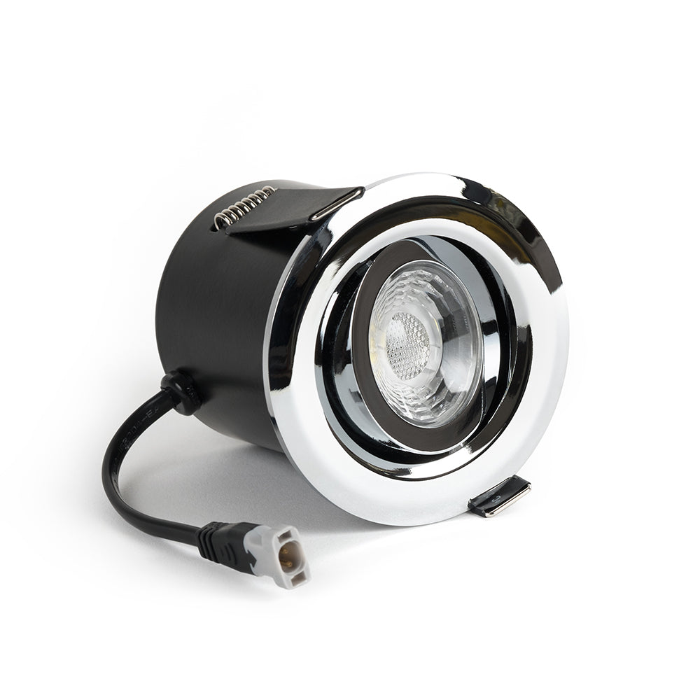 Polished Chrome Adjustable Tiltable 2.8K Fire Rated LED 6W IP44 Dimmable Downlight