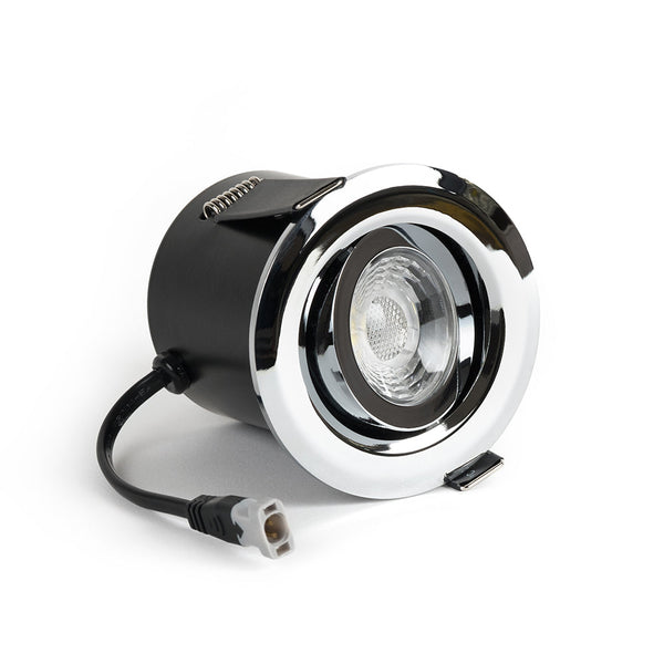 Polished Chrome Tiltable 3K Warm White Fire Rated LED 6W IP44 High CRI Dimmable Downlight