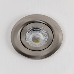Brushed Chrome Adjustable Tiltable 2.8K Fire Rated LED 6W IP44 Dimmable Downlight