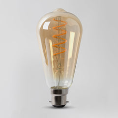 4w B22 Vintage Edison ST64 LED Light Bulb 1800K Spiral Filament Teardrop Dimmable