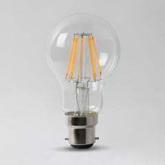 8w B22 GLS LED Light Bulb 3000K Standard Straight Filament Dimmable