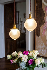 Pendant Lights The Hollen Acorn Lacquered Antique Brass Prismatic Glass Style Pendant Light