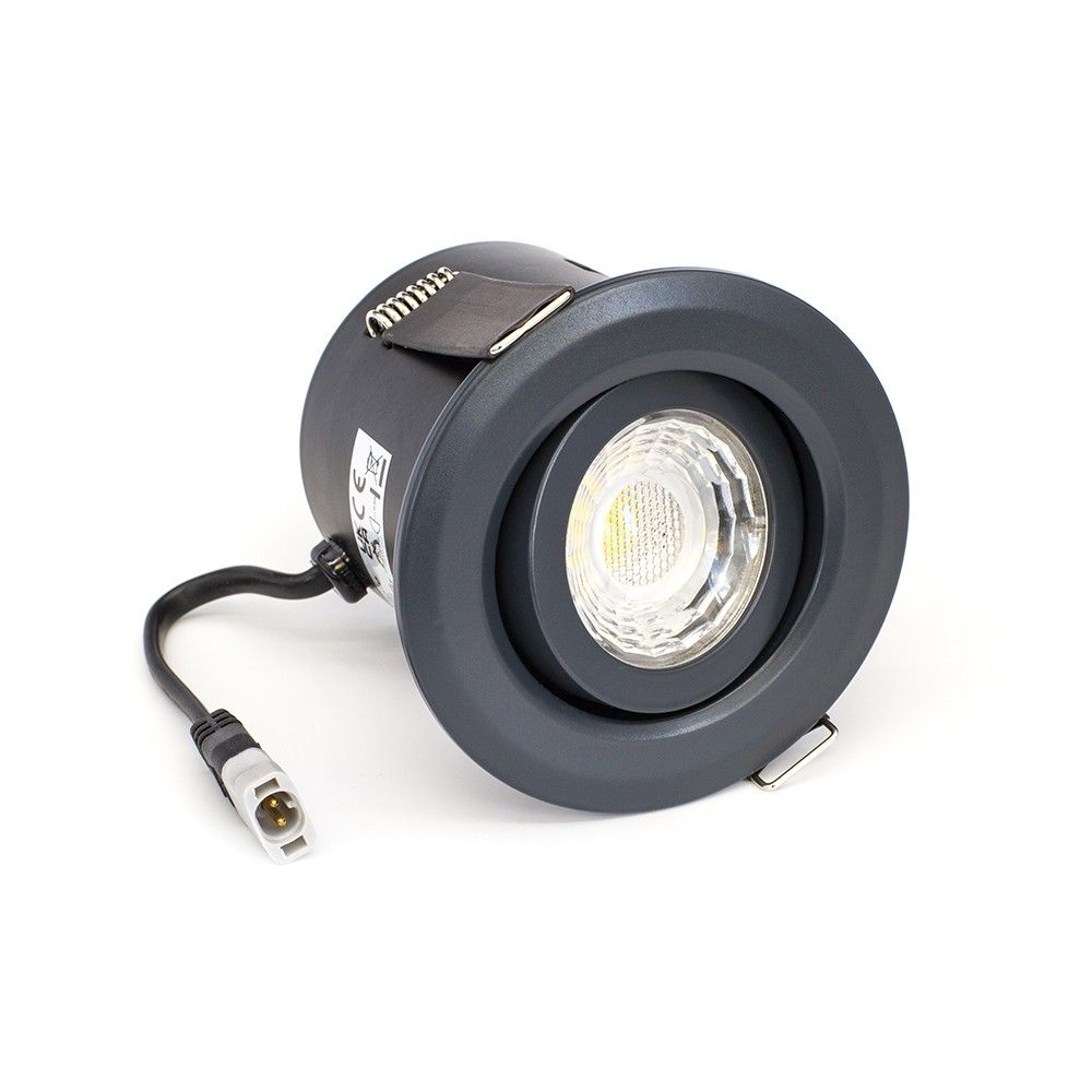 Anthracite Tiltable Adjustable 4K Fire Rated LED 6W IP44 Dimmable Downlight
