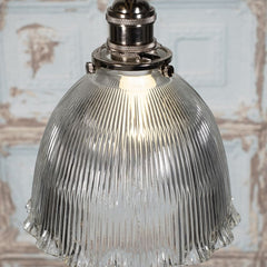 Pendant Lights D'Arblay Nickel Scalloped Prismatic Glass Dome French Style Stairwell Pendant Light