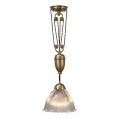 Pendant Lights D'Arblay Brass French Rise and Fall Large Scalloped Dome Dining Room Pendant Light