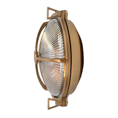 Industrial & Nautical Wall Lights Carlisle Lacquered Brass IP66 Half Cover Prismatic Glass Wall Light - The Outdoor & Bathroom Collection