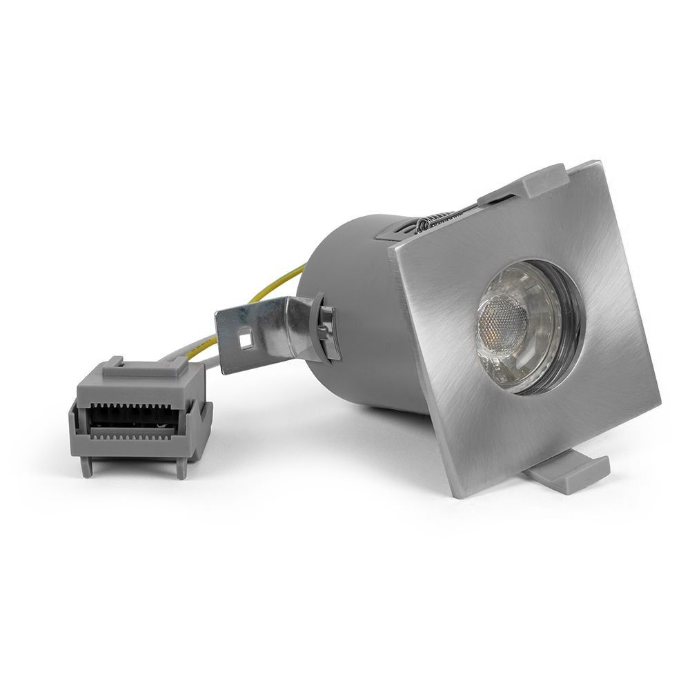 Brushed Chrome GU10 Fire Rated IP65 Square Downlight