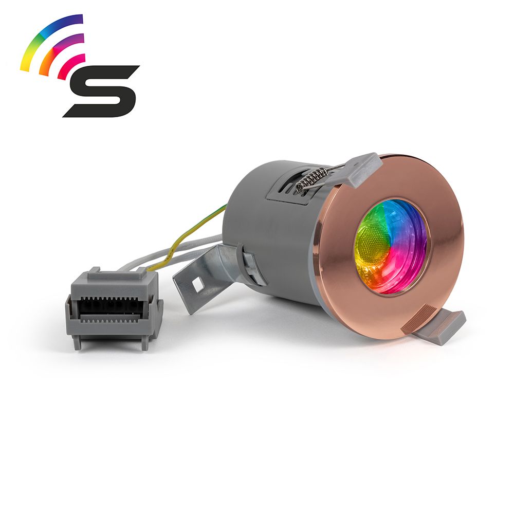 Copper Fire Rated Colour Changing Smart LED IP65 Downlight