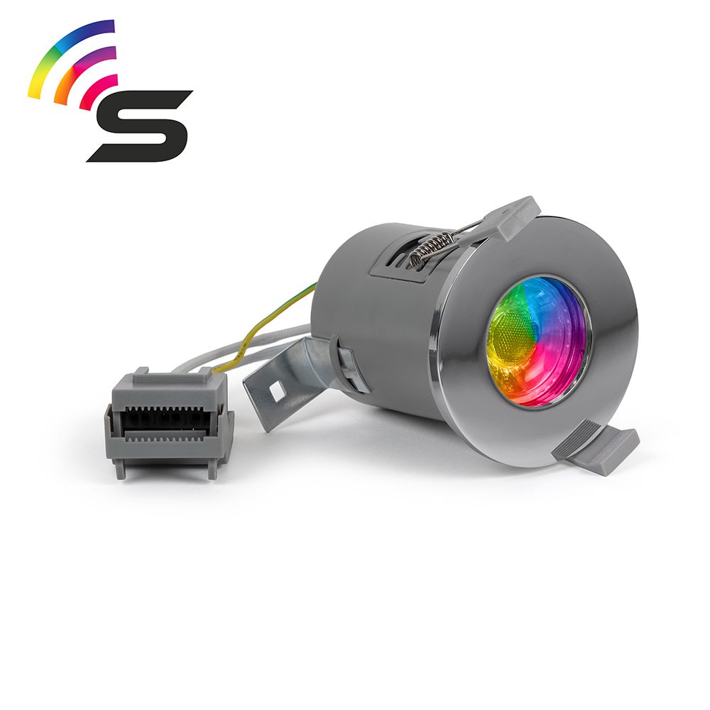 Polished Chrome Fire Rated Colour Changing Smart LED IP65 Downlight
